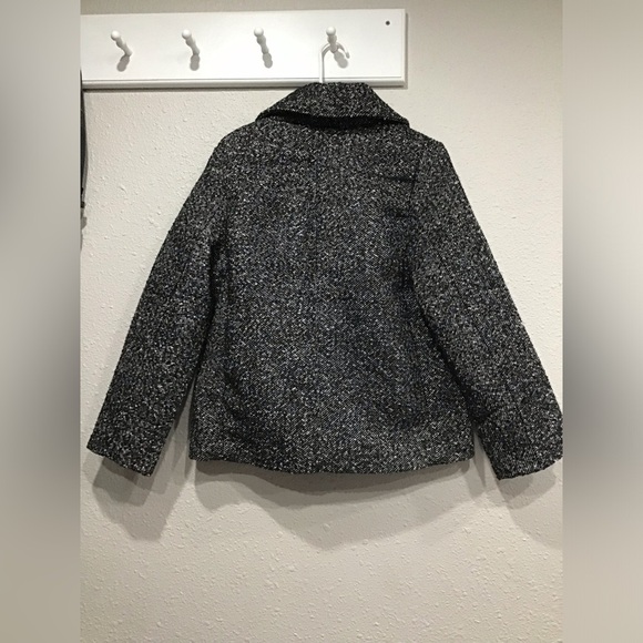 NWT H&M Women’s Short Pea Coat Double-Breasted Twill Jacket Gray Black Size S - Picture 5 of 5